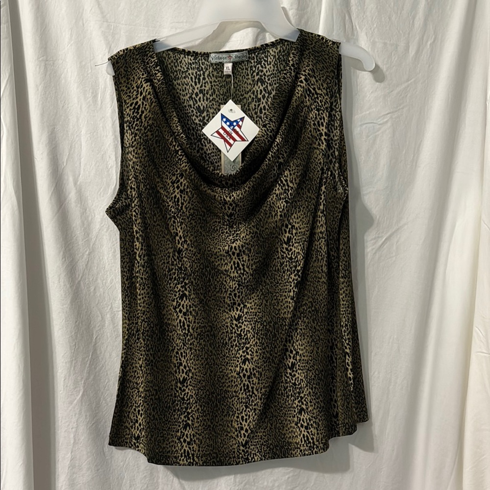 Vintage Suzie Draped Black Sleeveless Blouse